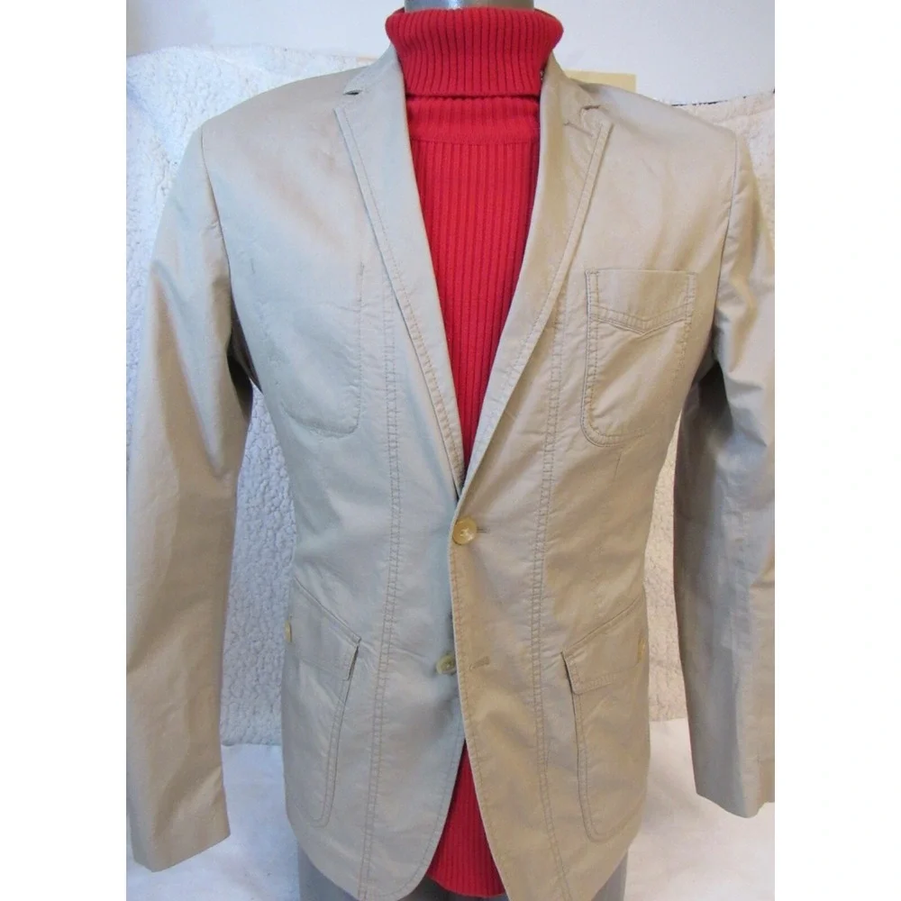 Banana Republic Mens Khaki Tan  100% Cotton Patch Pocket‎ Blazer Sz 42R